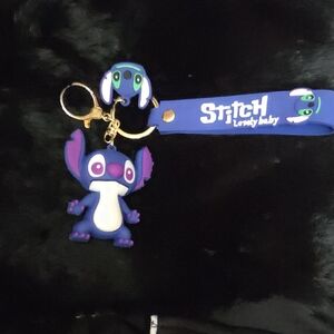 Stitch Keychain with Blue and Purple Design And Handle